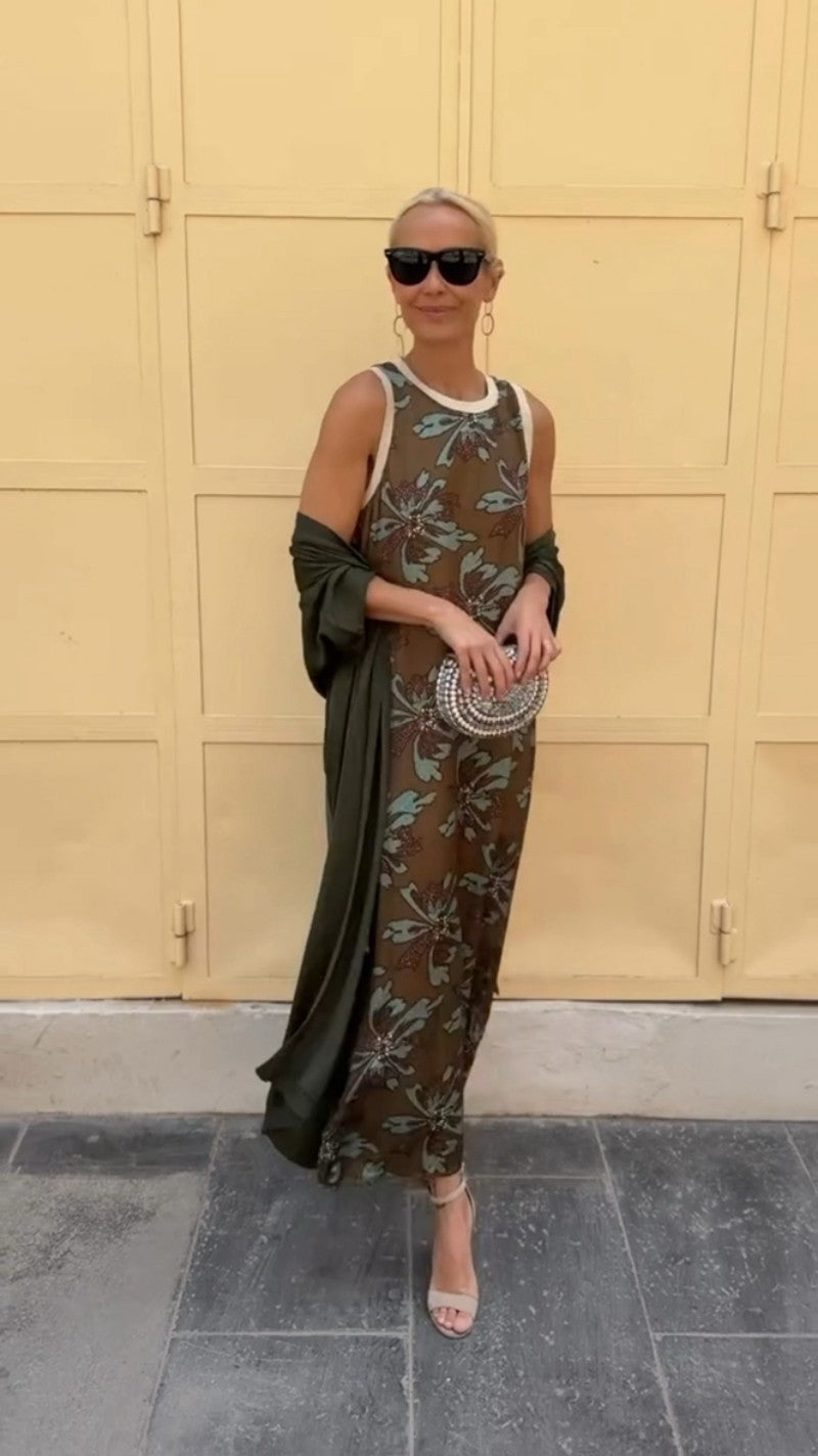 Carolina | Elegant long dress with matching shawl