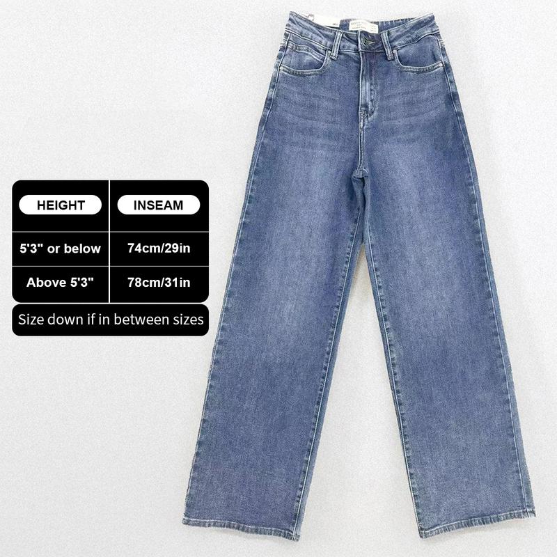 Women's Minimalist High Waist Denim Stretch Wide Leg Jeans, Trendy Multi-Pocket Denim Trousers for Women, Classic Women's Pants, Street Womenswear
