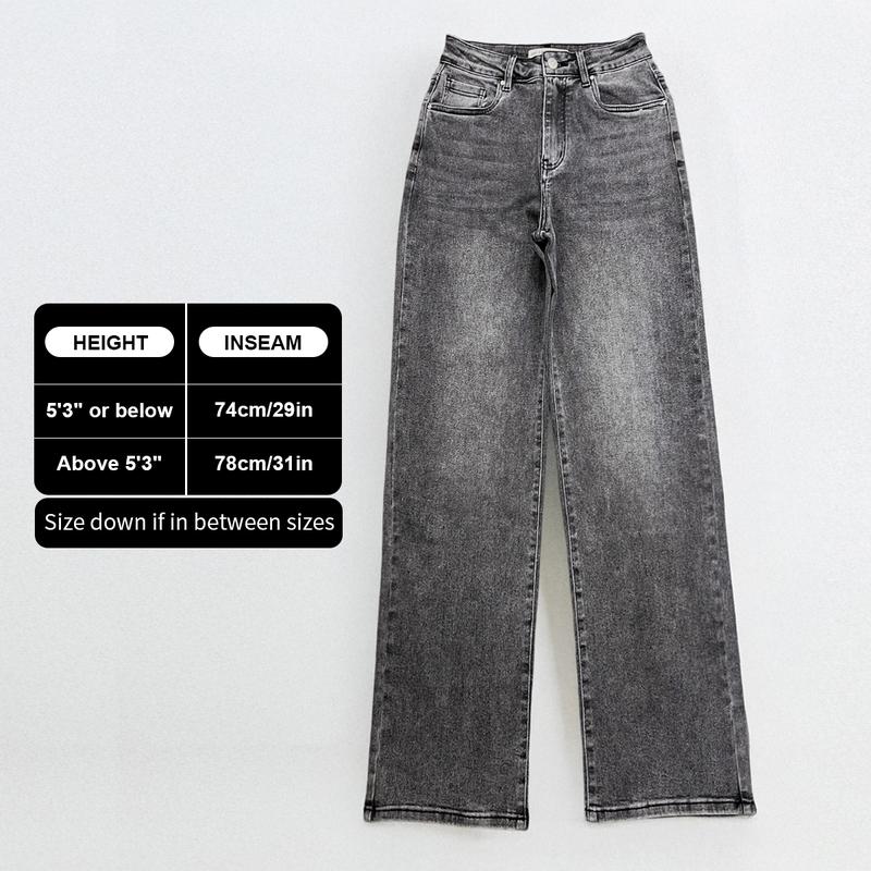 Women's Minimalist High Waist Denim Stretch Wide Leg Jeans, Trendy Multi-Pocket Denim Trousers for Women, Classic Women's Pants, Street Womenswear