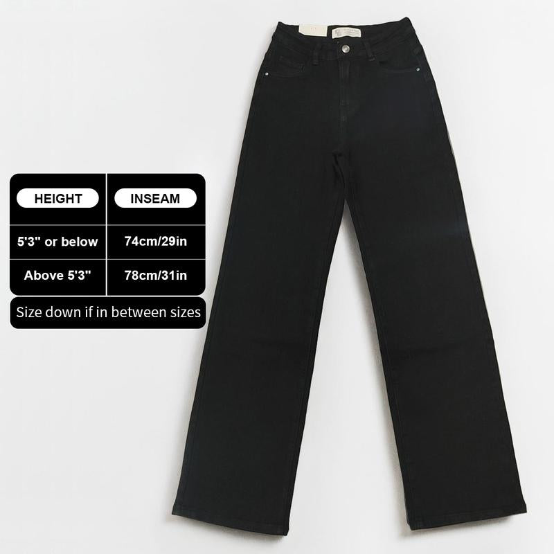 Women's Minimalist High Waist Denim Stretch Wide Leg Jeans, Trendy Multi-Pocket Denim Trousers for Women, Classic Women's Pants, Street Womenswear
