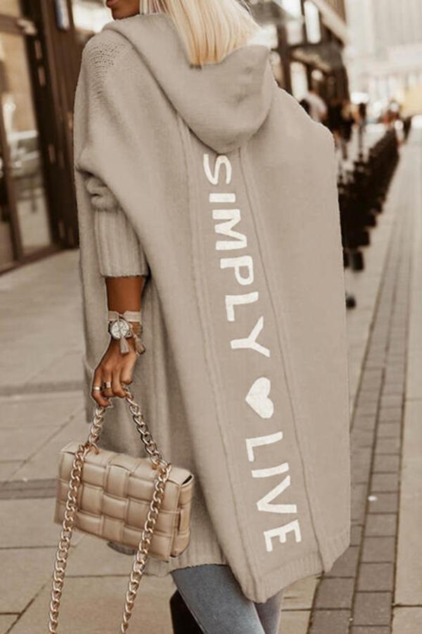 Simply Life Print Hooded Casual Cardigan