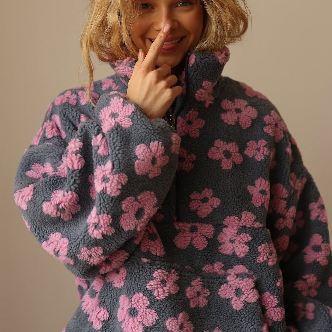 Sofia - Long-sleeved fleece jumper with floral print
