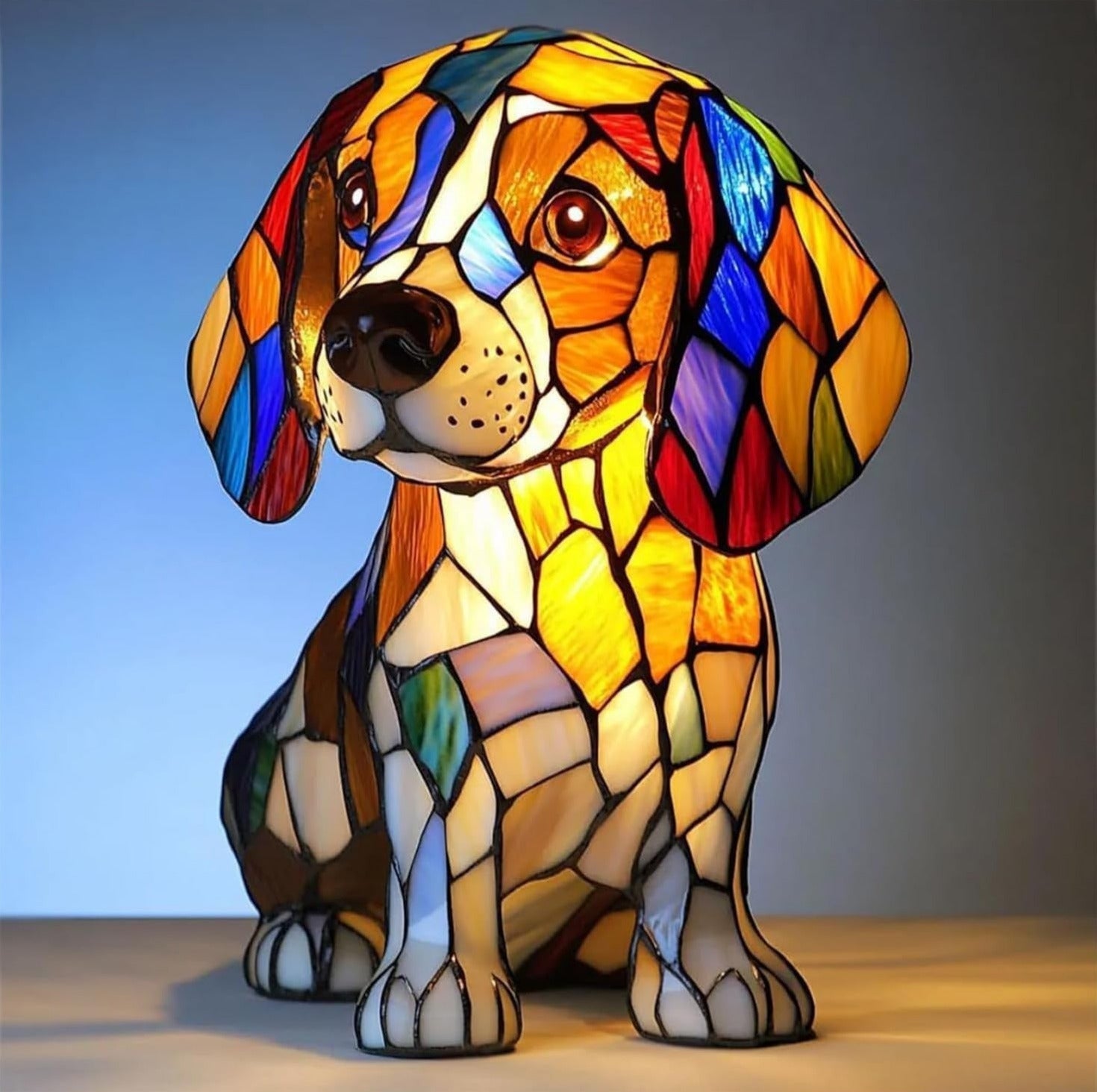 Pirouette – Magical Dog Lamp in Colored Glass