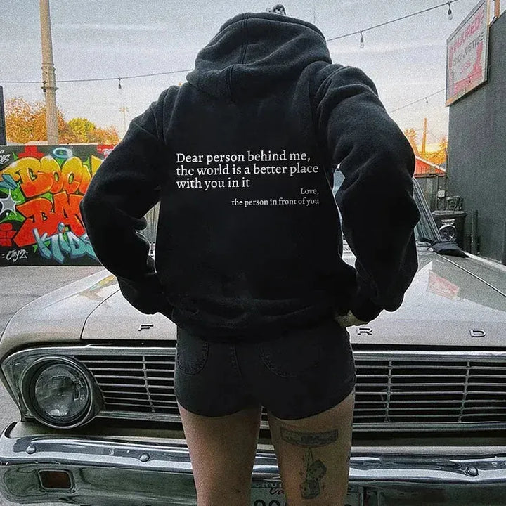 Oversized Graphic Hoodie with Embroidered