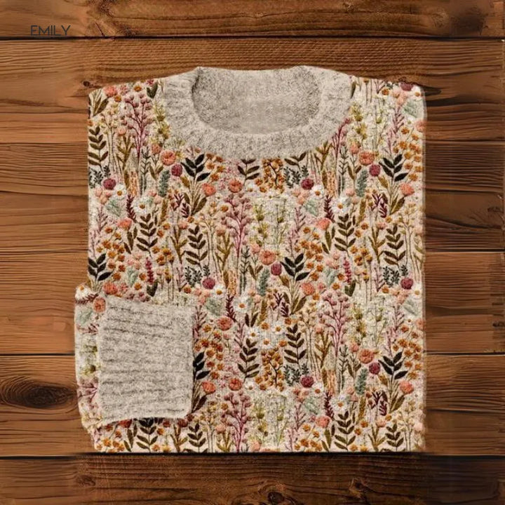 Women’s Cable Knit Vintage Sweater with Crew Neck