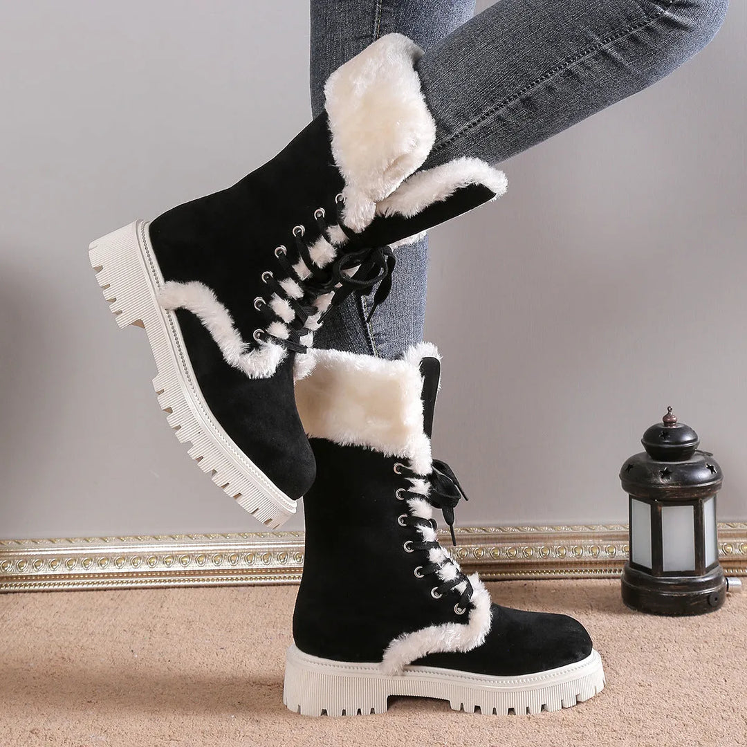 Women’s Casual Chunky Boots with Lace Up