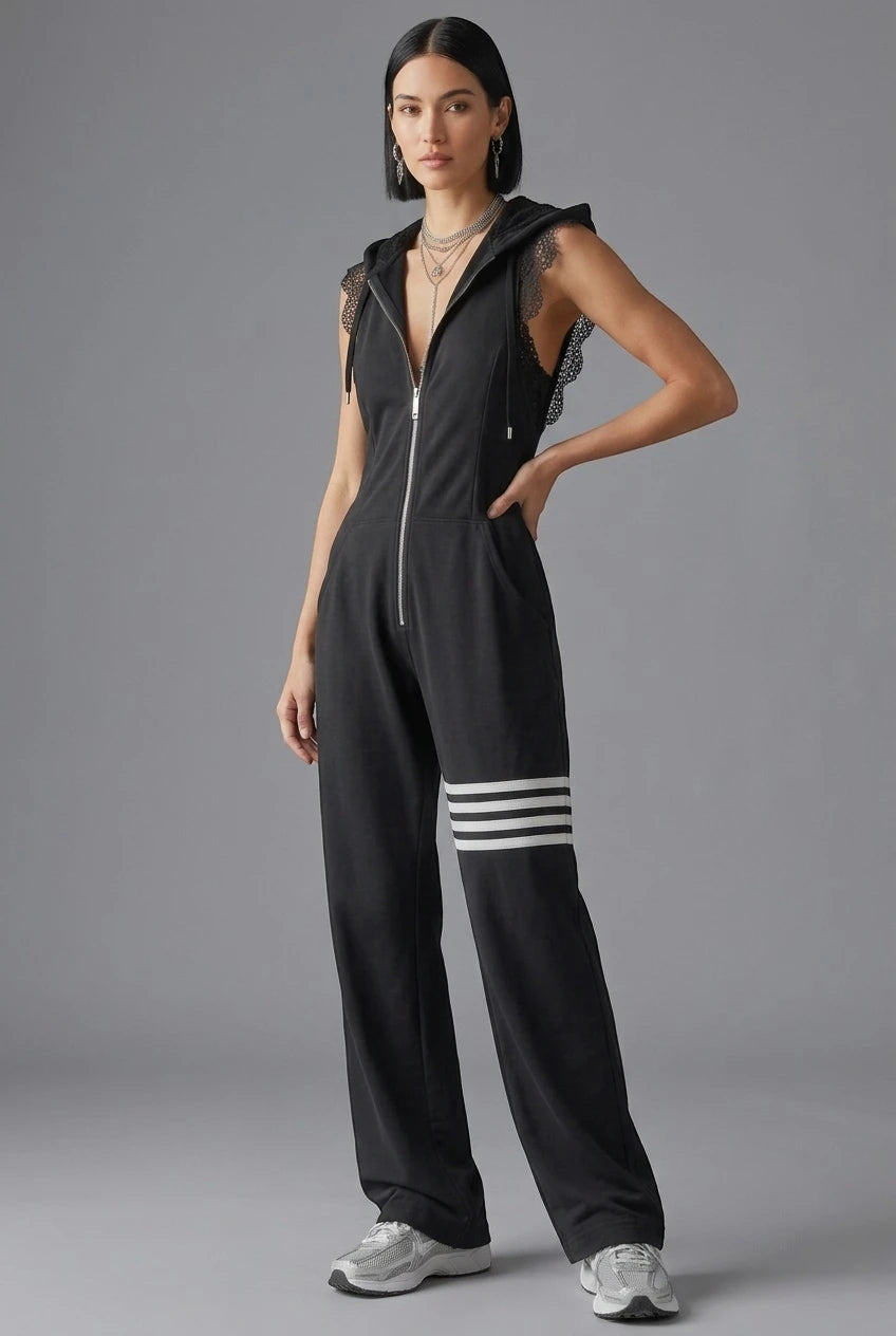 Women's Casual Jumpsuit with Sleeveless Cut and Wide Leg