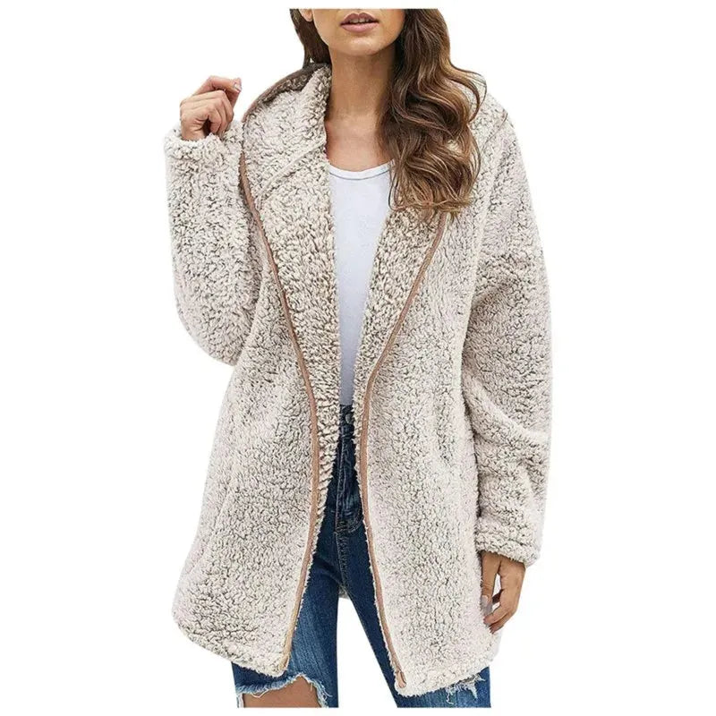 Women's Casual Open Front Teddy Jacket with Insulated
