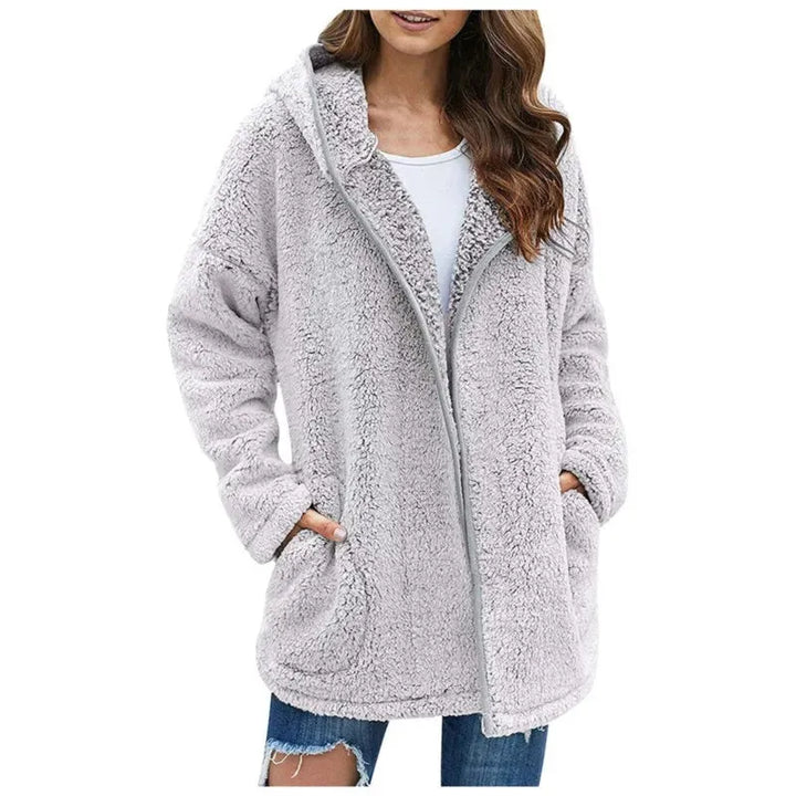 Women's Casual Open Front Teddy Jacket with Insulated