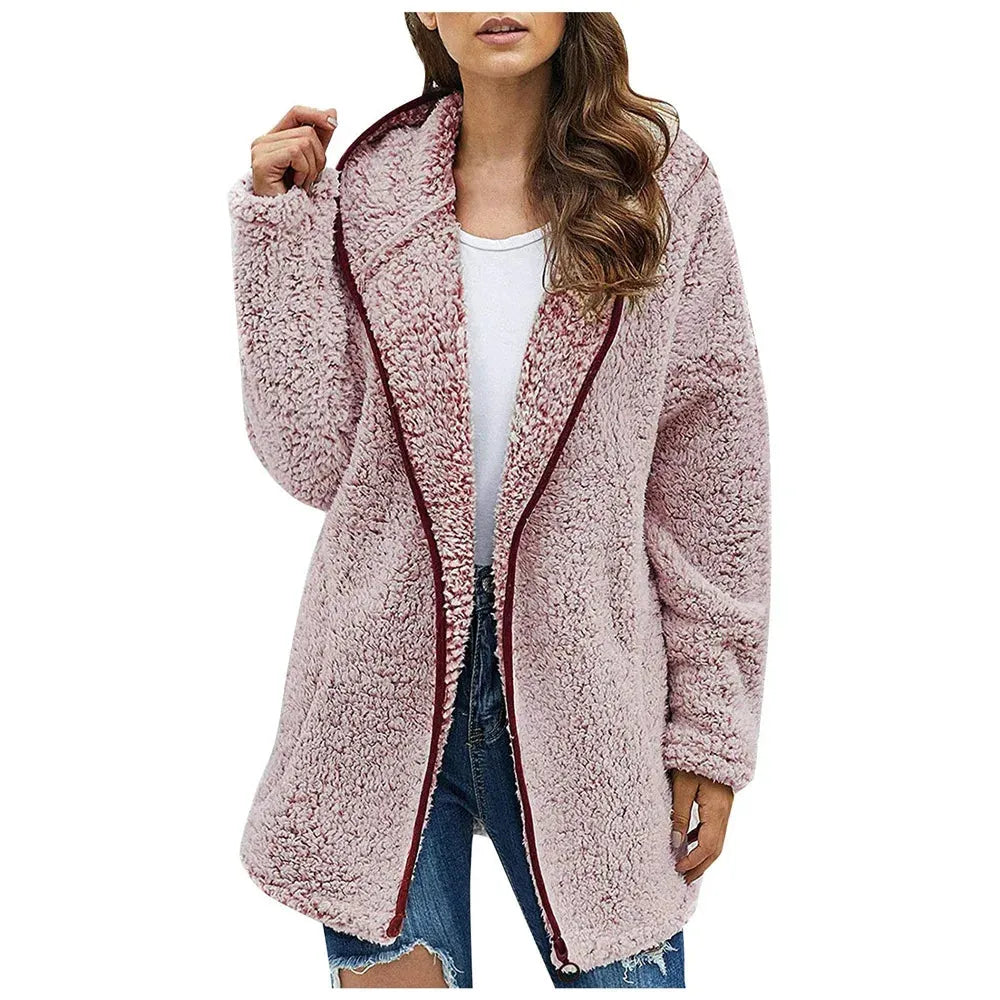 Women's Casual Open Front Teddy Jacket with Insulated