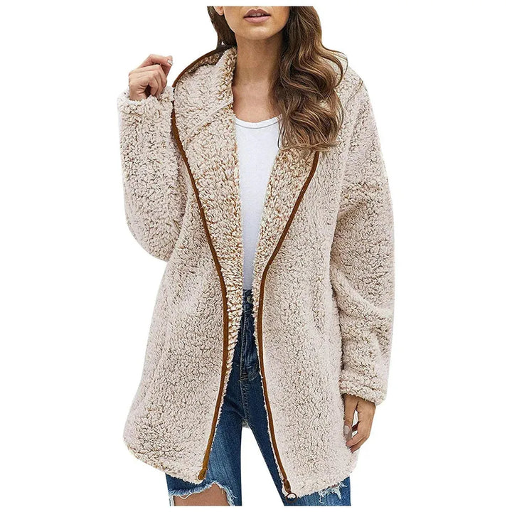 Women's Casual Open Front Teddy Jacket with Insulated