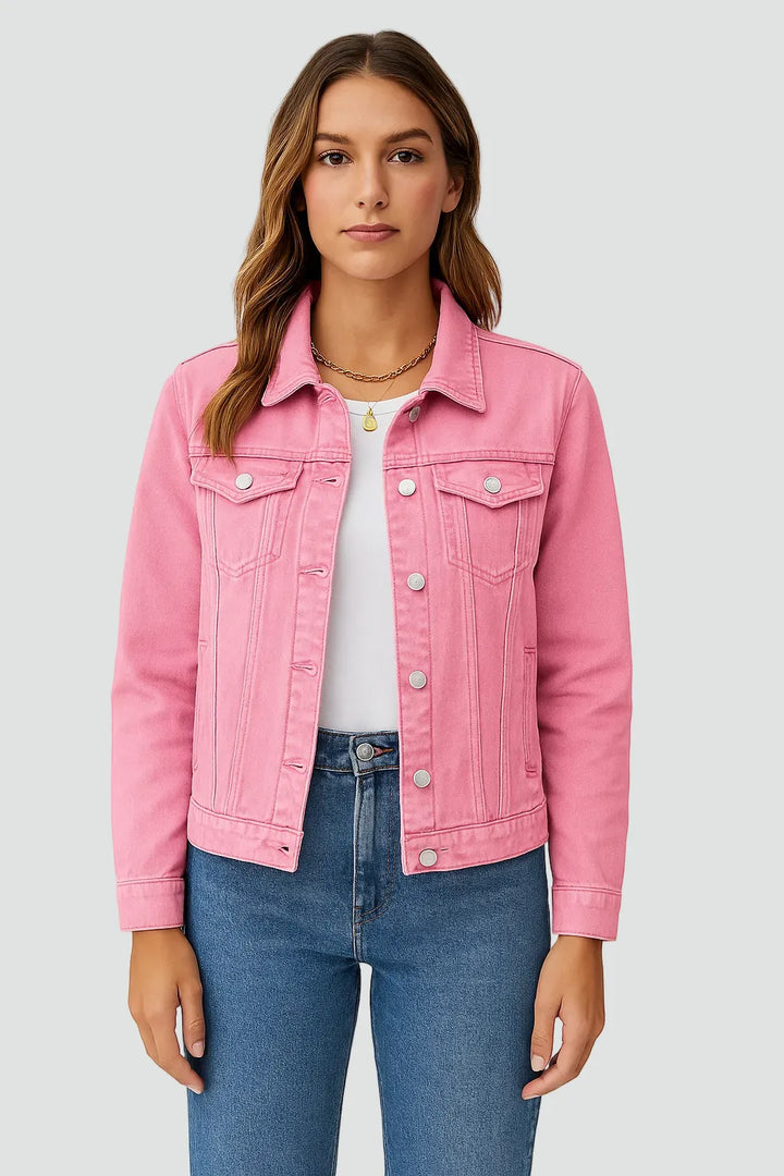 Women’s Casual Vintage Jacket with Button Closure