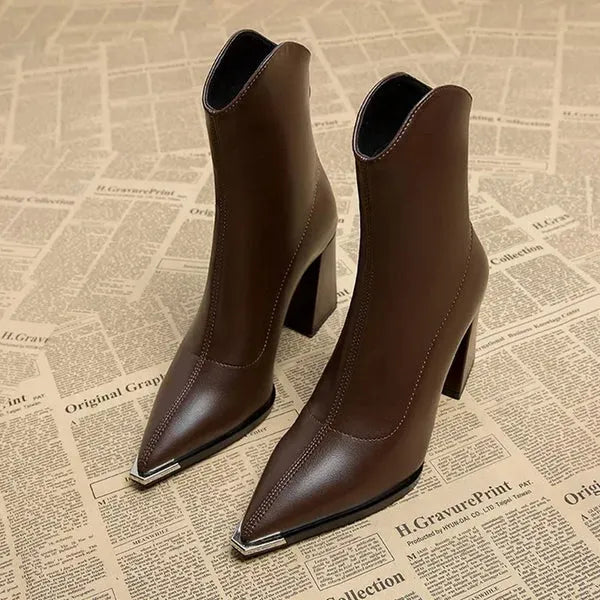 Women's Chunky Mid Calf Boots with Block Heel