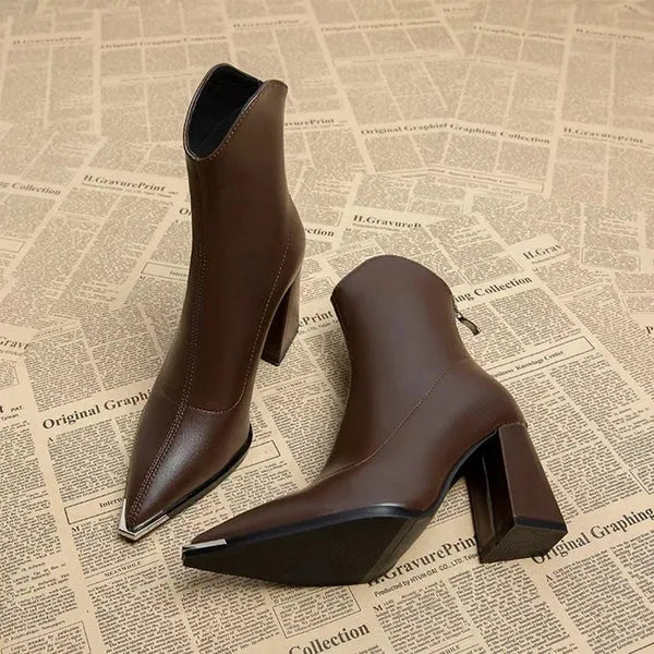 Women's Chunky Mid Calf Boots with Block Heel