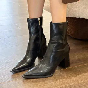 Women's Chunky Mid Calf Boots with Block Heel