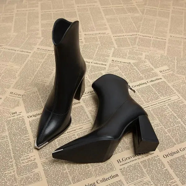 Women's Chunky Mid Calf Boots with Block Heel