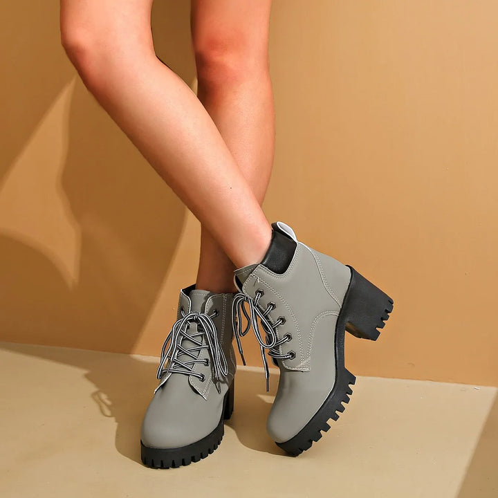 Women’s Combat Chunky Boots with Lace Up