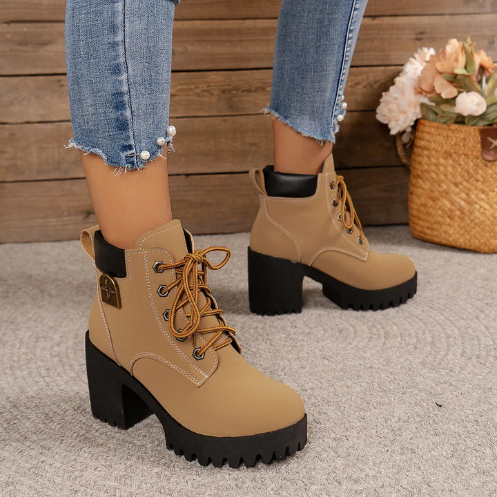 Women’s Combat Chunky Boots with Lace Up