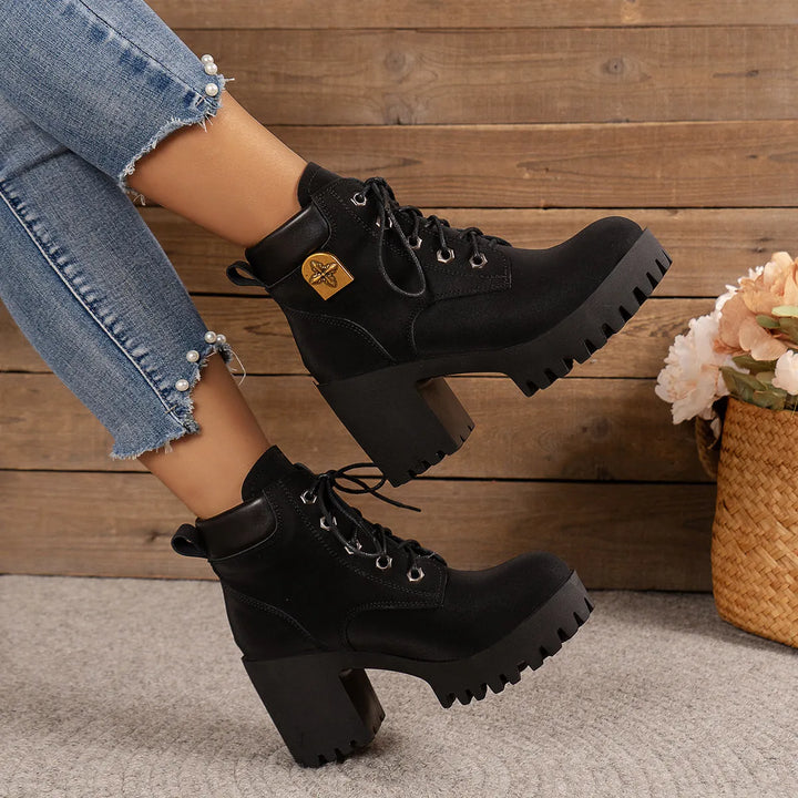 Women’s Combat Chunky Boots with Lace Up