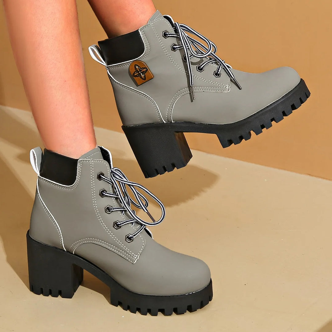 Women’s Combat Chunky Boots with Lace Up