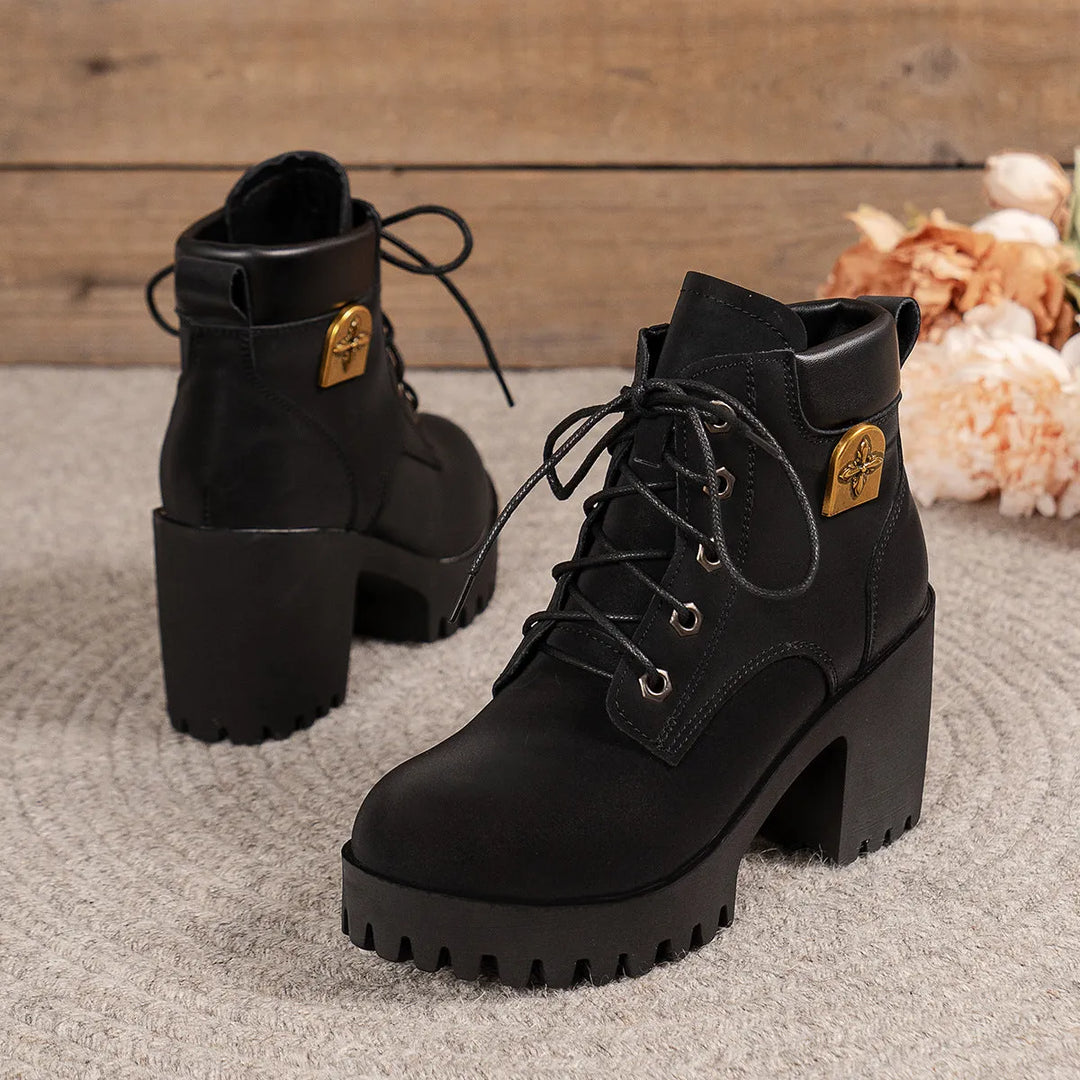 Women’s Combat Chunky Boots with Lace Up