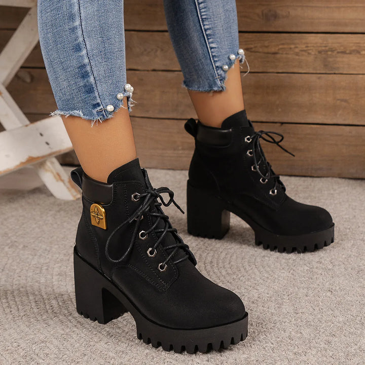 Women’s Combat Chunky Boots with Lace Up