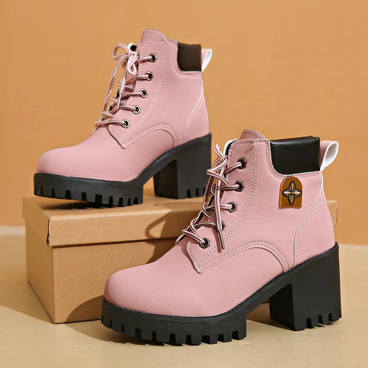 Women’s Combat Chunky Boots with Lace Up