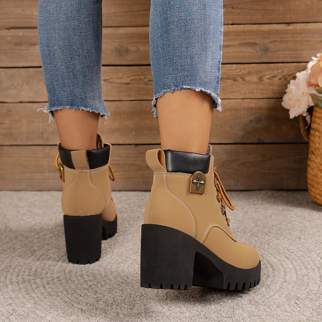 Women’s Combat Chunky Boots with Lace Up