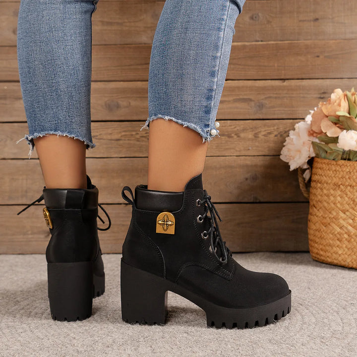 Women’s Combat Chunky Boots with Lace Up