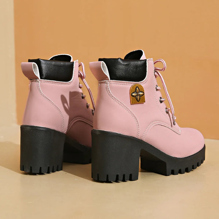 Women’s Combat Chunky Boots with Lace Up