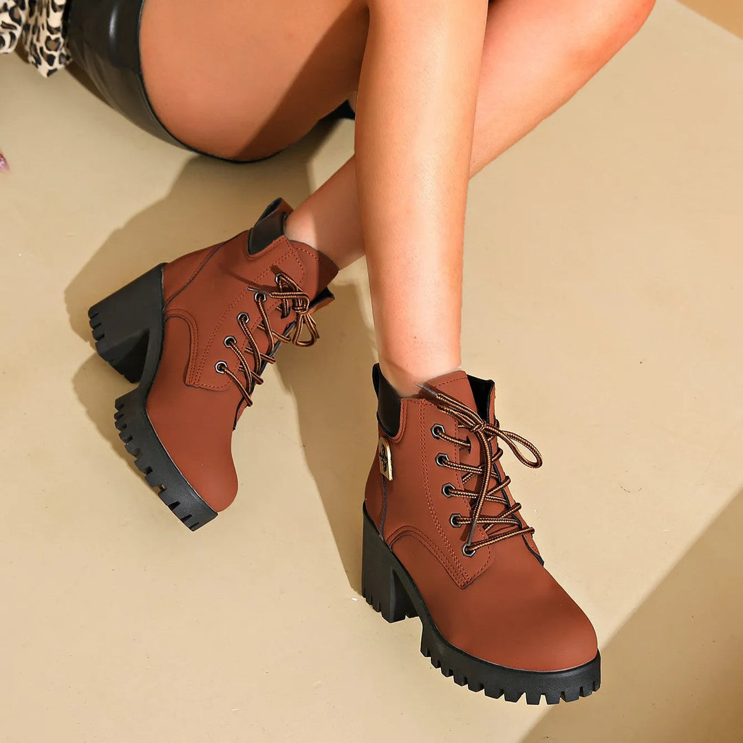 Women’s Combat Chunky Boots with Lace Up