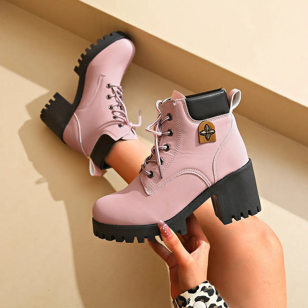 Women’s Combat Chunky Boots with Lace Up