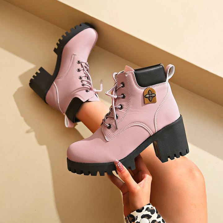Women’s Combat Chunky Boots with Lace Up
