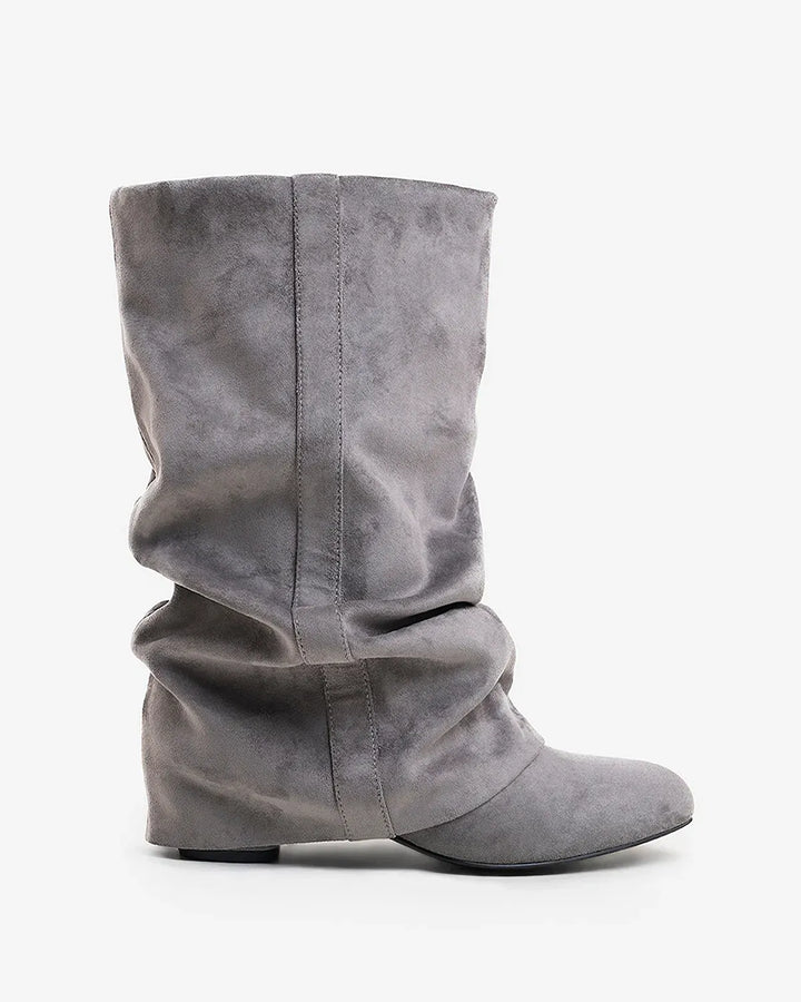 Women's Comfortable Mid Calf Boots with Fold Over