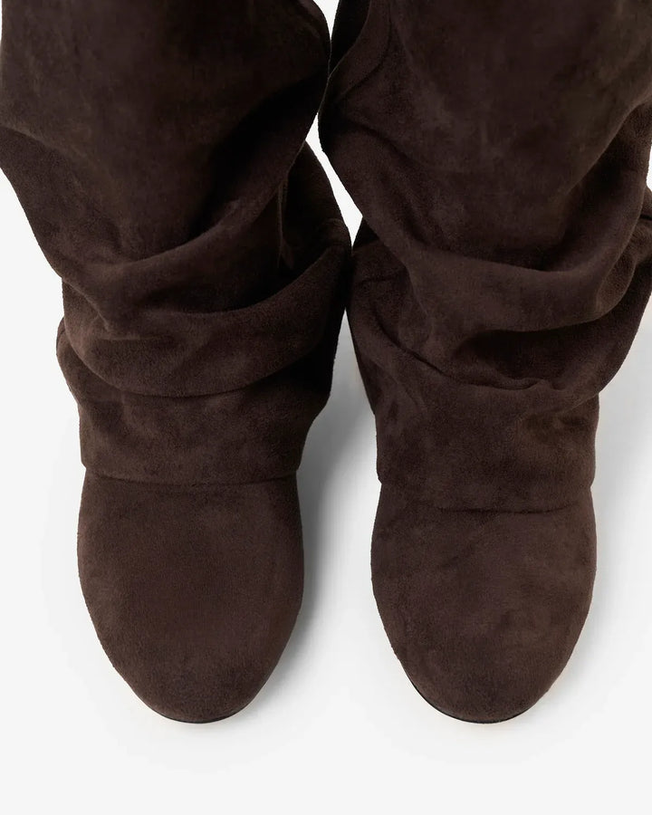Women's Comfortable Mid Calf Boots with Fold Over