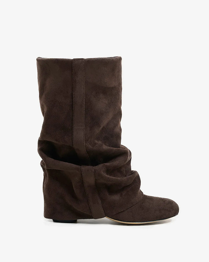 Women's Comfortable Mid Calf Boots with Fold Over