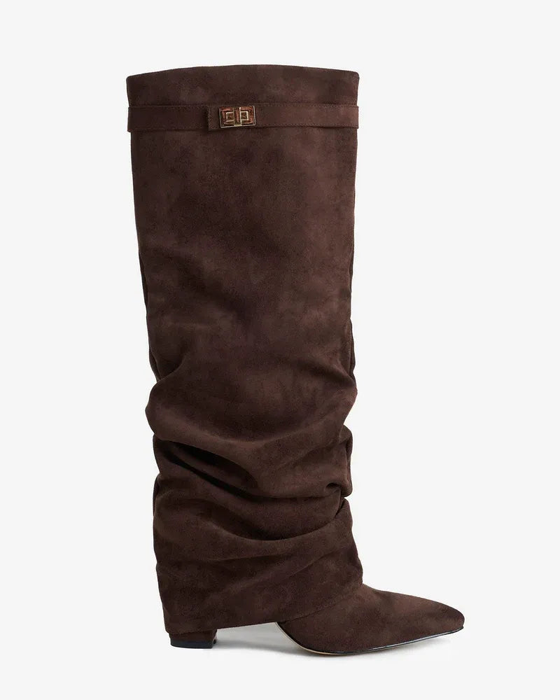 Women's Comfortable Knee High Boots with Low Heel