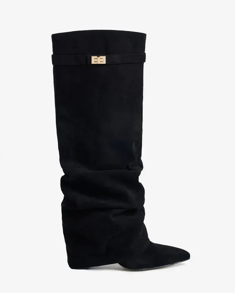 Women's Comfortable Knee High Boots with Low Heel