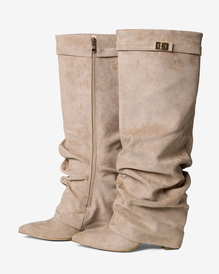 Women's Comfortable Knee High Boots with Low Heel