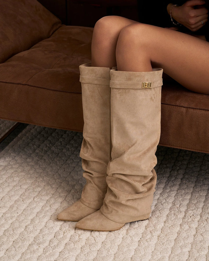 Women's Comfortable Knee High Boots with Low Heel