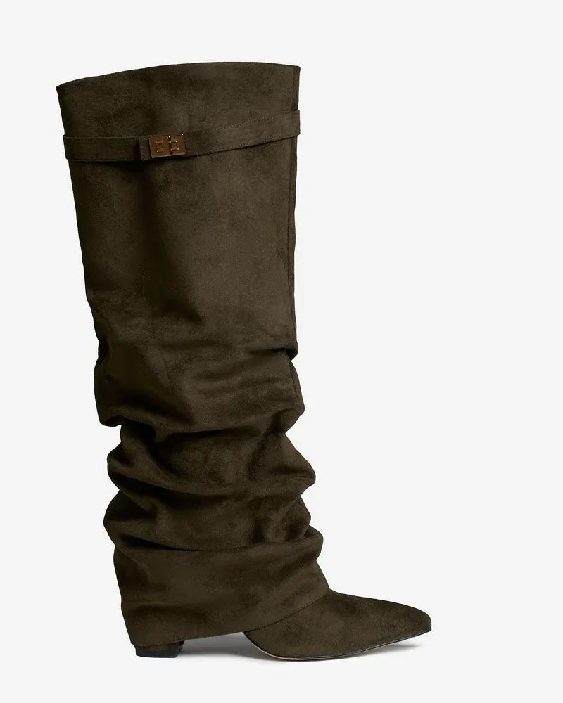 Women's Comfortable Knee High Boots with Low Heel