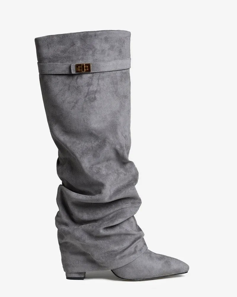 Women's Comfortable Knee High Boots with Low Heel