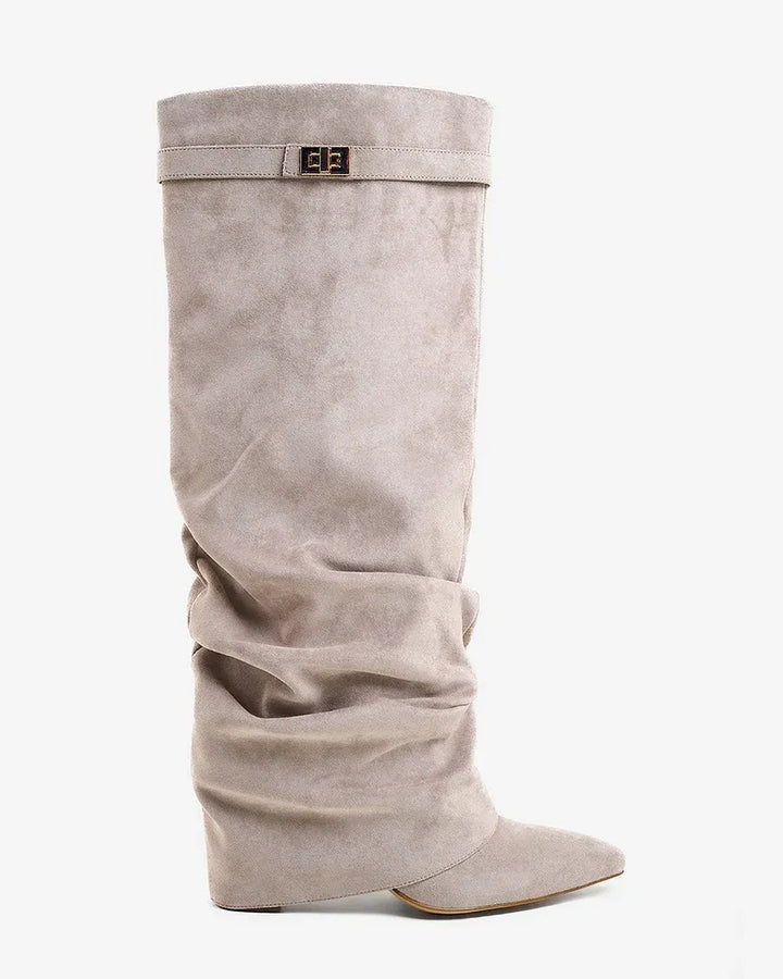 Women's Comfortable Knee High Boots with Low Heel