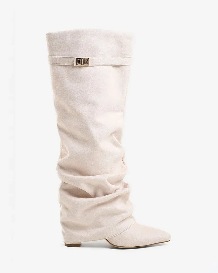 Women's Comfortable Knee High Boots with Low Heel