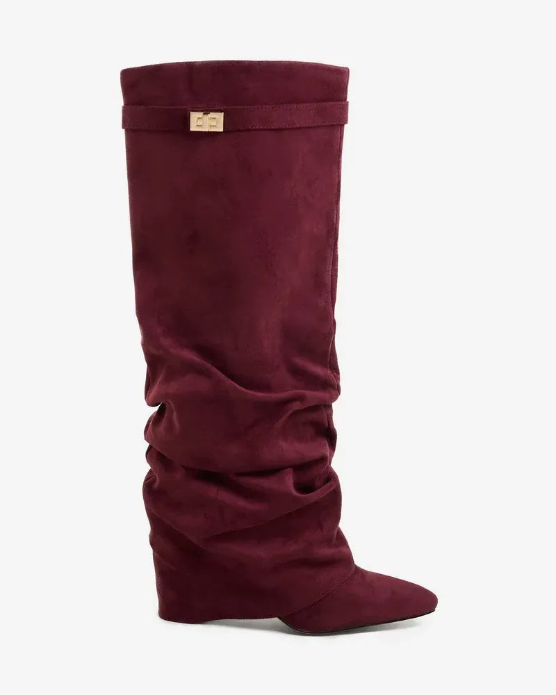 Women's Comfortable Knee High Boots with Low Heel