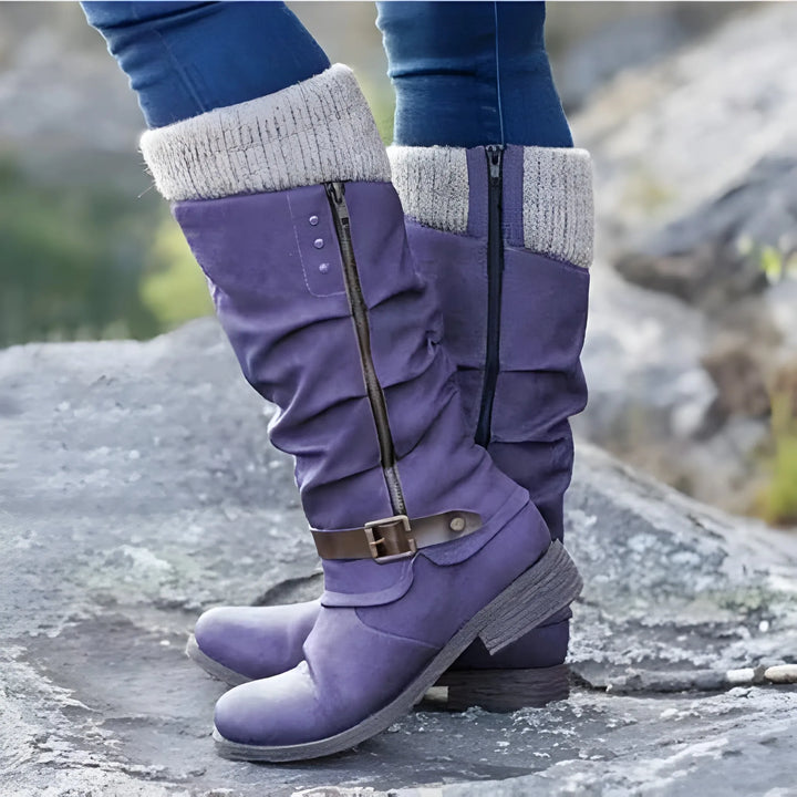 Women’s Comfortable Mid Calf Boots with Side Zip