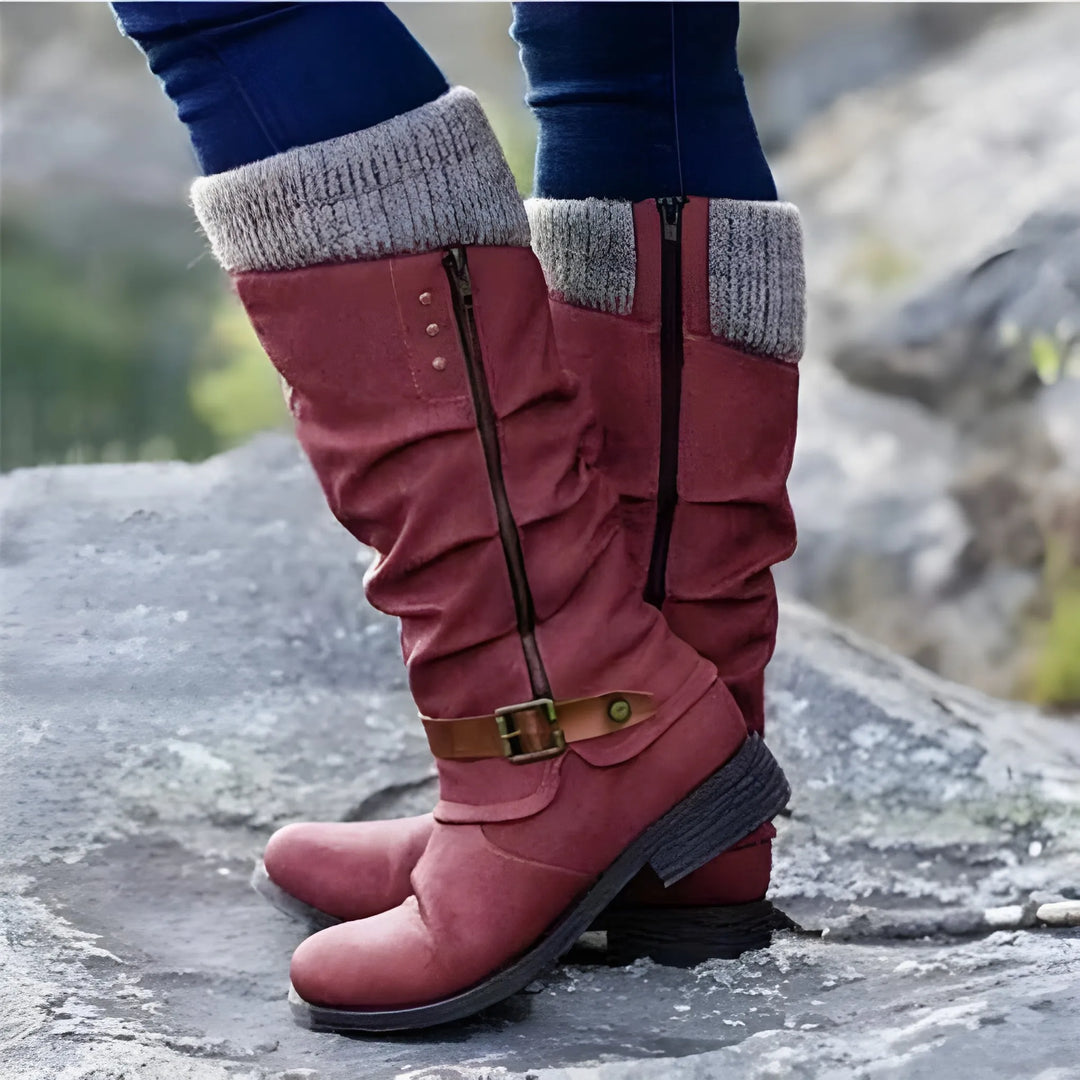 Women’s Comfortable Mid Calf Boots with Side Zip