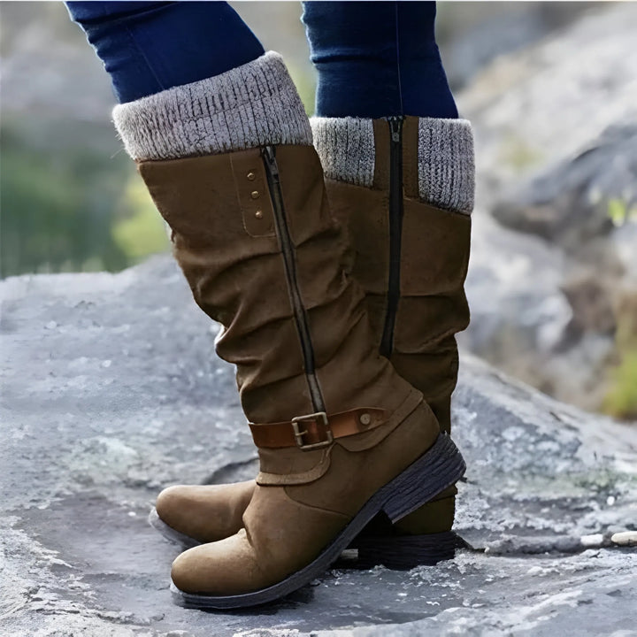 Women’s Comfortable Mid Calf Boots with Side Zip