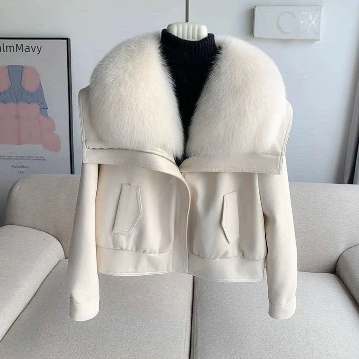 Women’s Cropped Classic Jacket with Zipper Closure