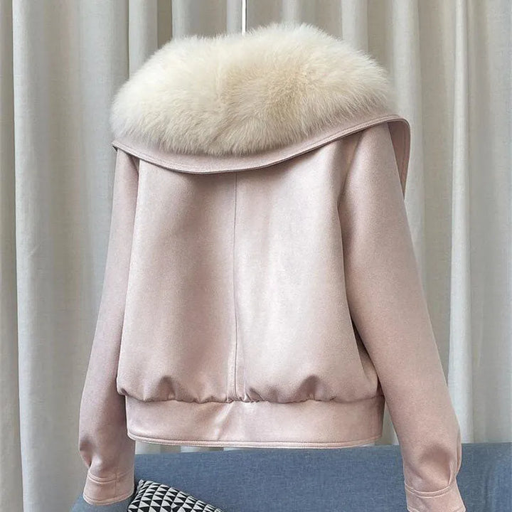 Women’s Cropped Classic Jacket with Zipper Closure